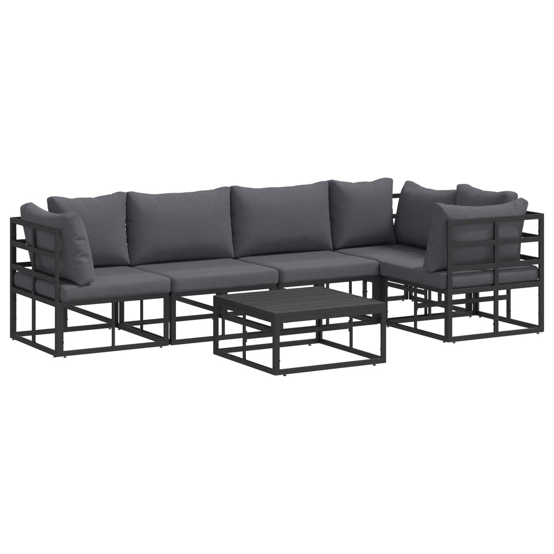 Havesofa Sæt med pude 6 pcs Sort Aluminium
