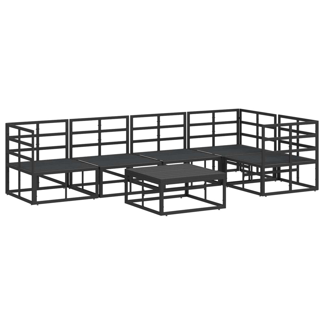 Havesofa Sæt med pude 6 pcs Sort Aluminium
