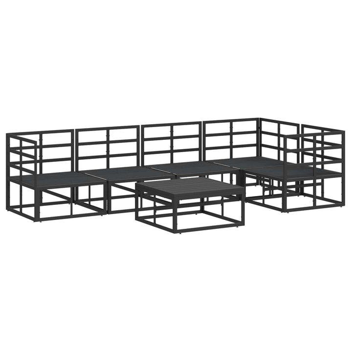 Havesofa Sæt med pude 6 pcs Sort Aluminium