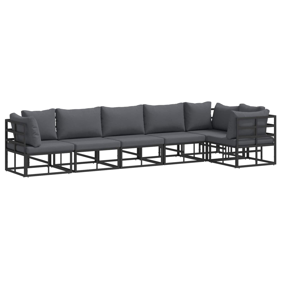 Havesofa Sæt med pude 6 pcs Sort Aluminium