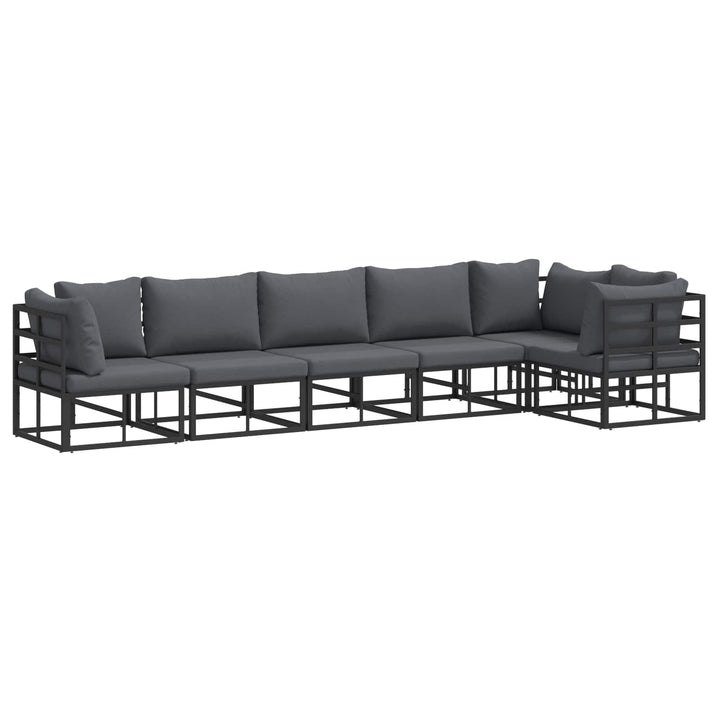 Havesofa Sæt med pude 6 pcs Sort Aluminium