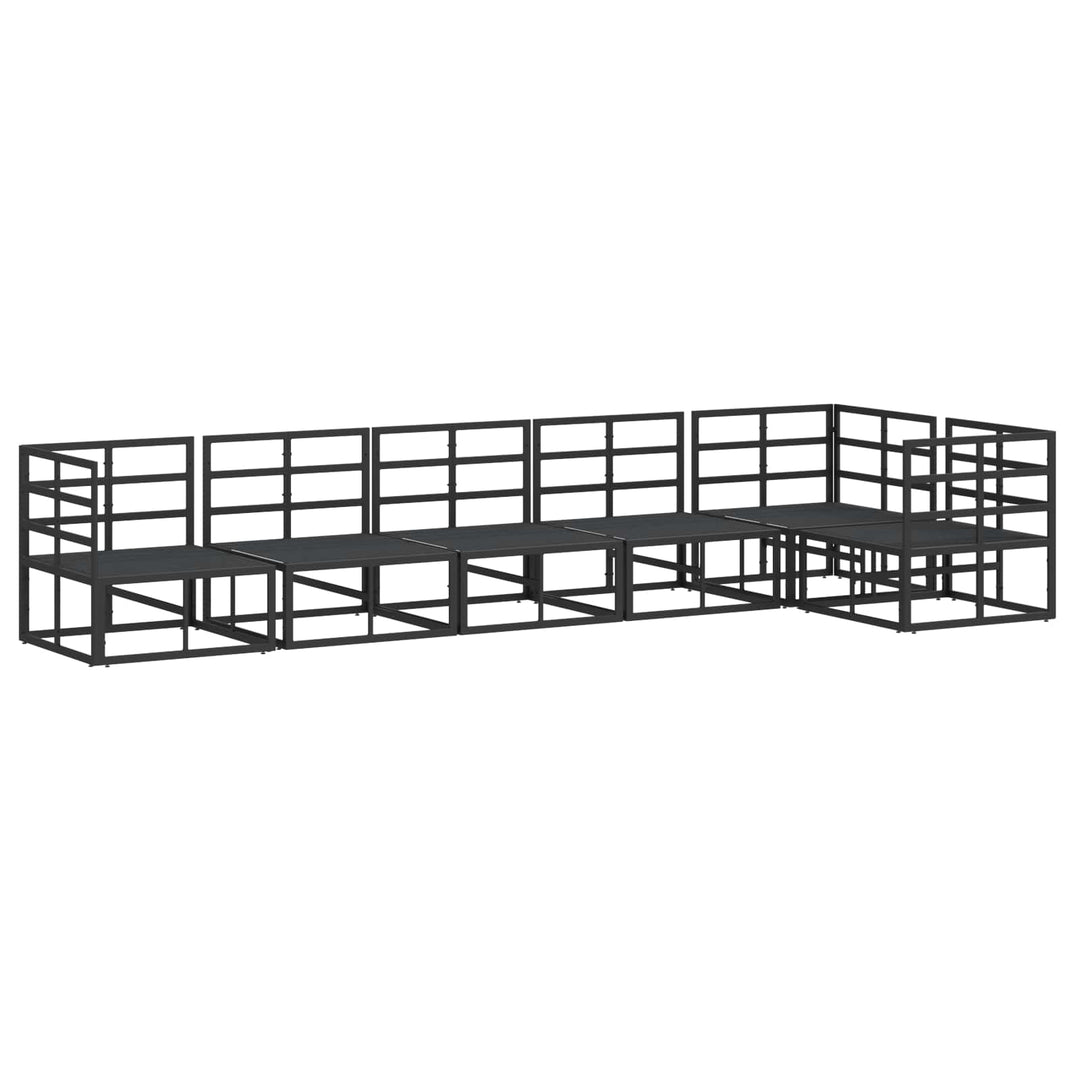 Havesofa Sæt med pude 6 pcs Sort Aluminium