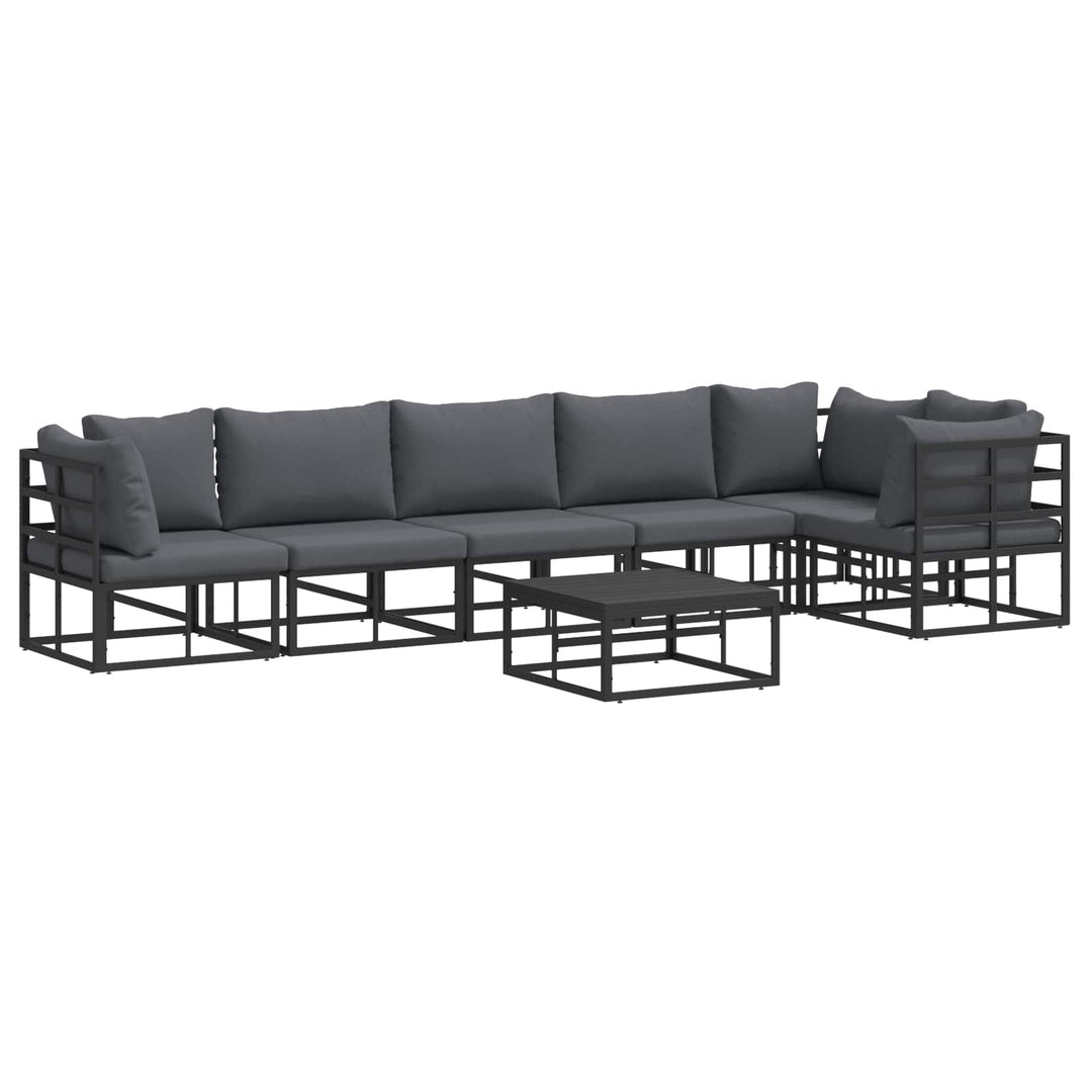 Havesofa Sæt med pude 7 pcs Sort Aluminium