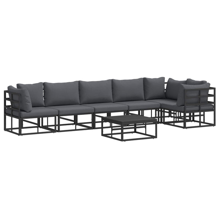 Havesofa Sæt med pude 7 pcs Sort Aluminium