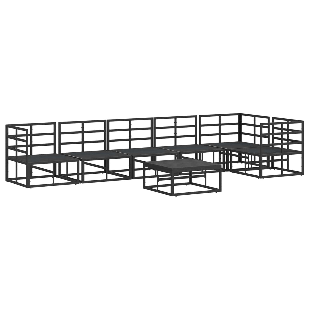 Havesofa Sæt med pude 7 pcs Sort Aluminium