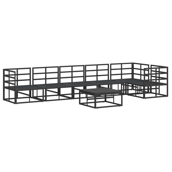 Havesofa Sæt med pude 7 pcs Sort Aluminium