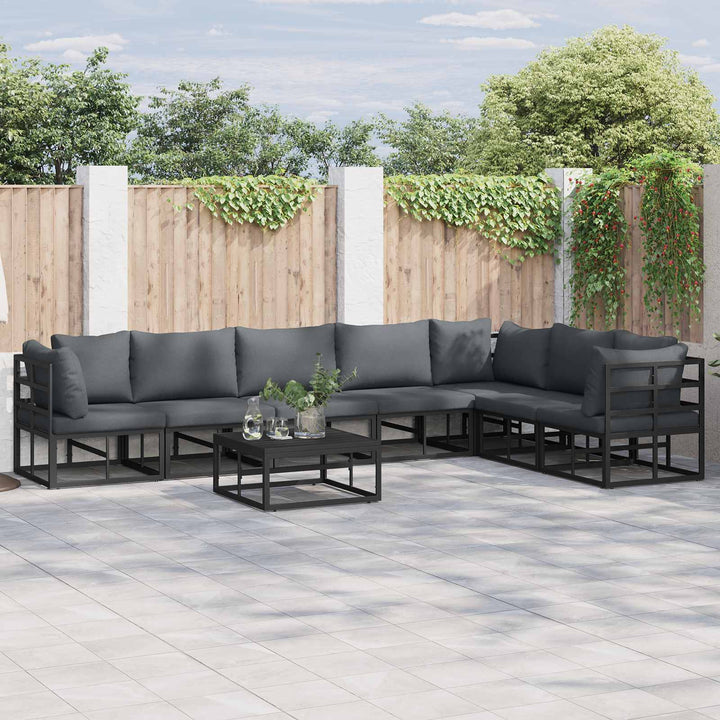 Havesofa Sæt med pude 7 pcs Sort Aluminium