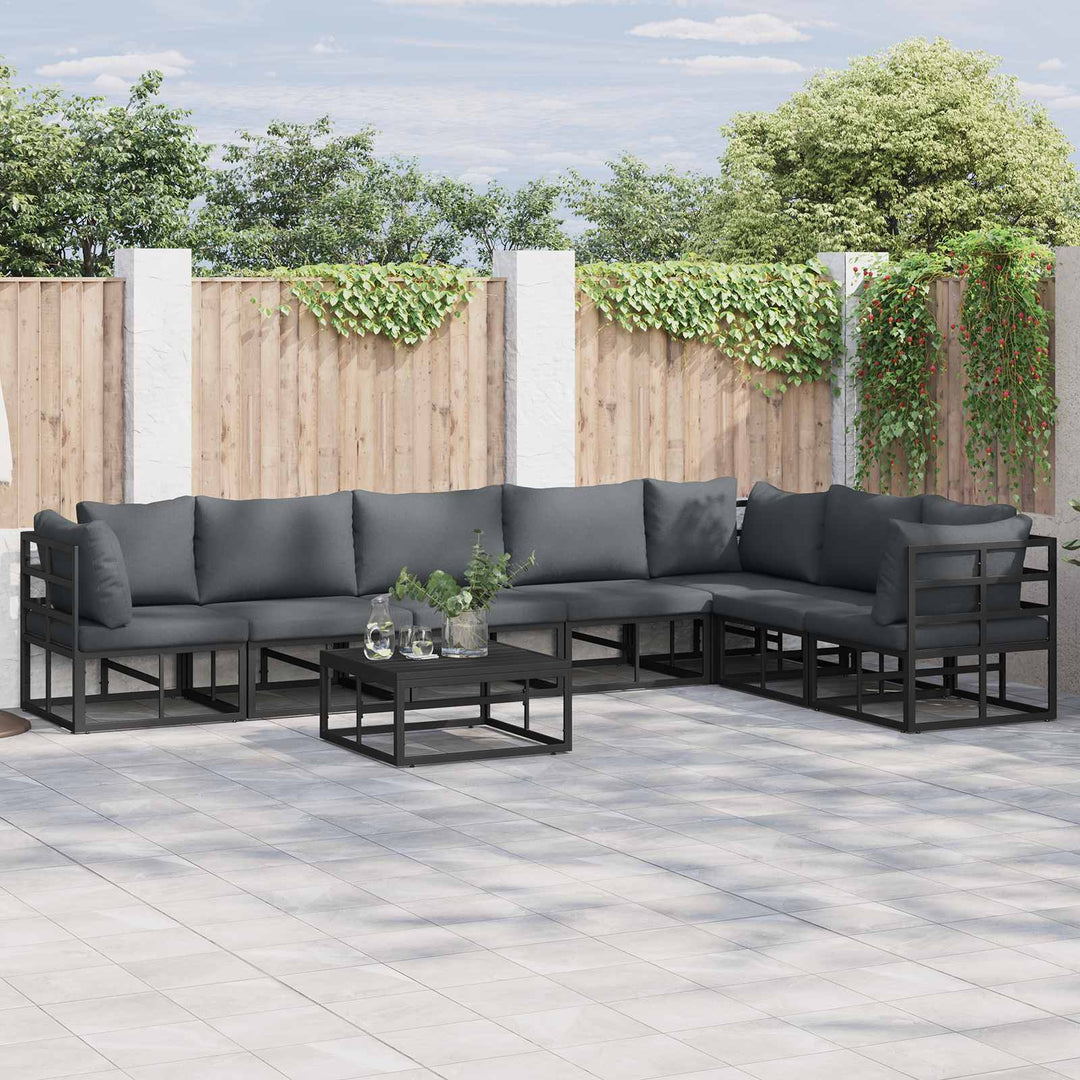Havesofa Sæt 7 stk. Sort Aluminium