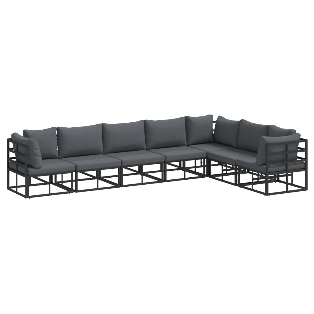 Havesofa Sæt med pude 7 pcs Sort Aluminium