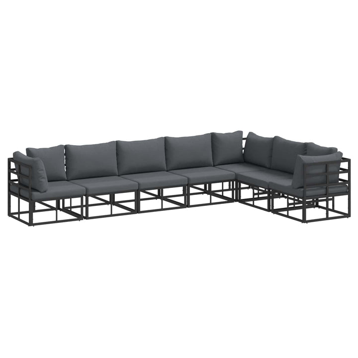 Havesofa Sæt med pude 7 pcs Sort Aluminium