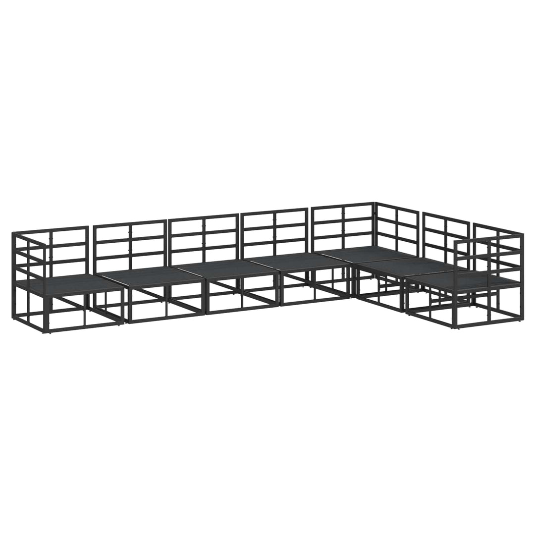 Havesofa Sæt med pude 7 pcs Sort Aluminium