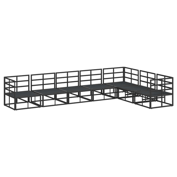 Havesofa Sæt med pude 7 pcs Sort Aluminium