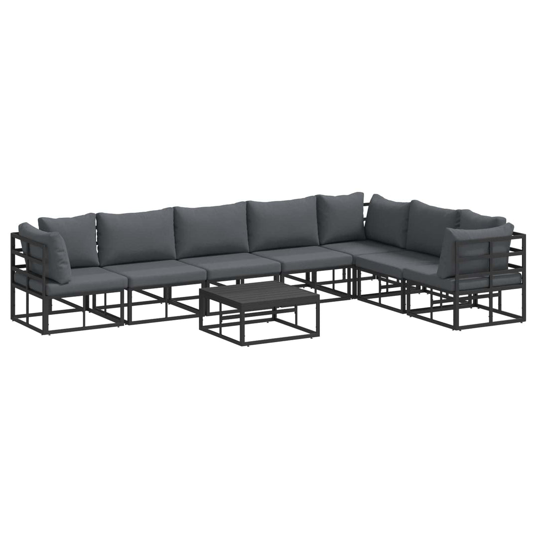 Havesofa Sæt med pude 8 pcs Sort Aluminium