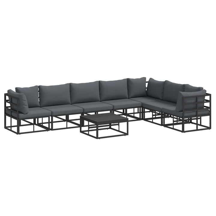 Havesofa Sæt med pude 8 pcs Sort Aluminium