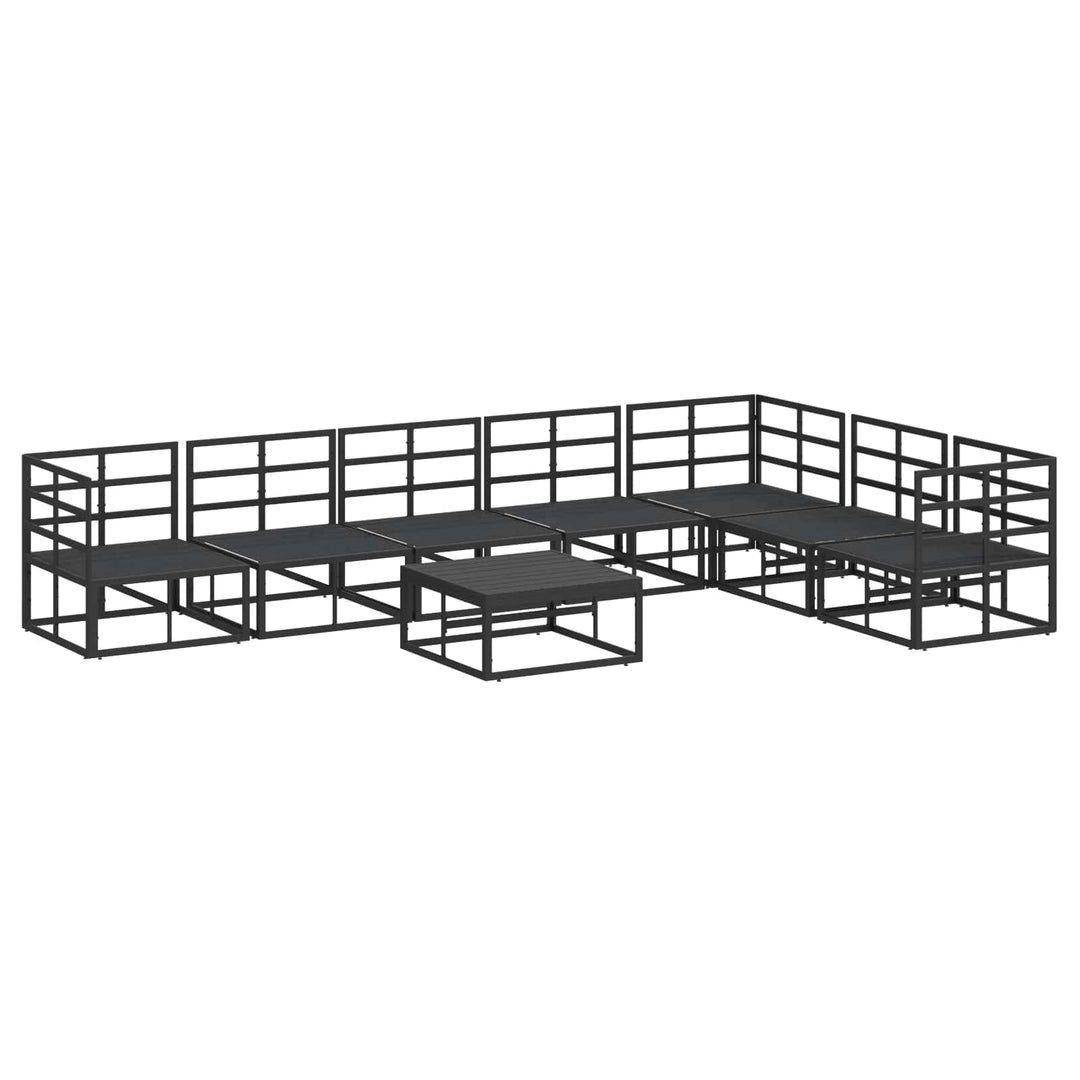 Havesofa Sæt med pude 8 pcs Sort Aluminium