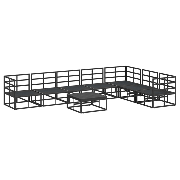 Havesofa Sæt med pude 8 pcs Sort Aluminium