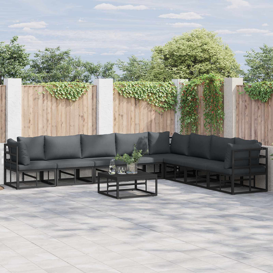 Havesofa Sæt 8 stk. Sort Aluminium
