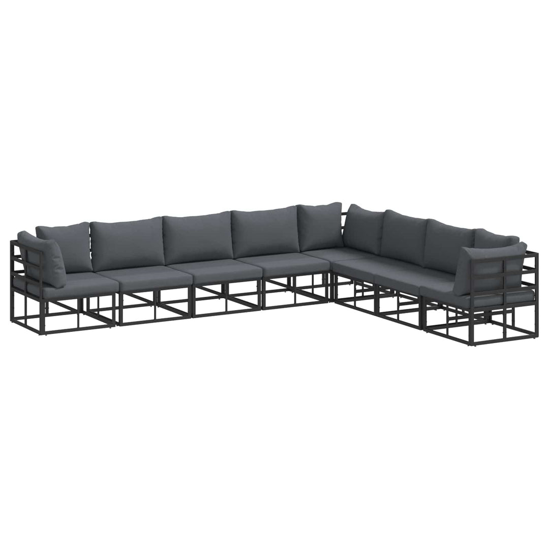 Havesofa Sæt med pude 8 pcs Sort Aluminium