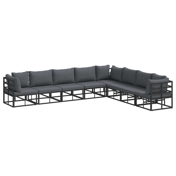 Havesofa Sæt med pude 8 pcs Sort Aluminium