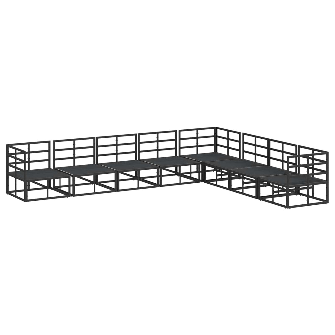 Havesofa Sæt med pude 8 pcs Sort Aluminium