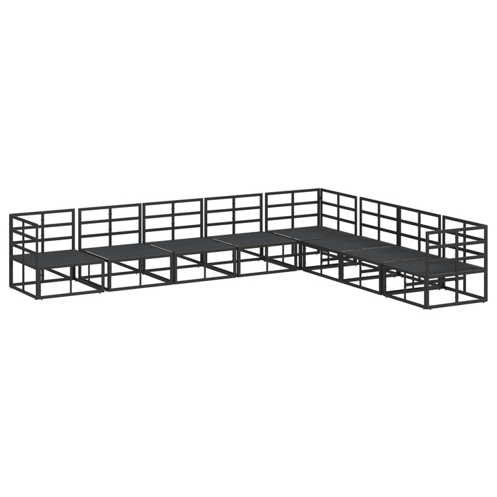 Havesofa Sæt med pude 8 pcs Sort Aluminium