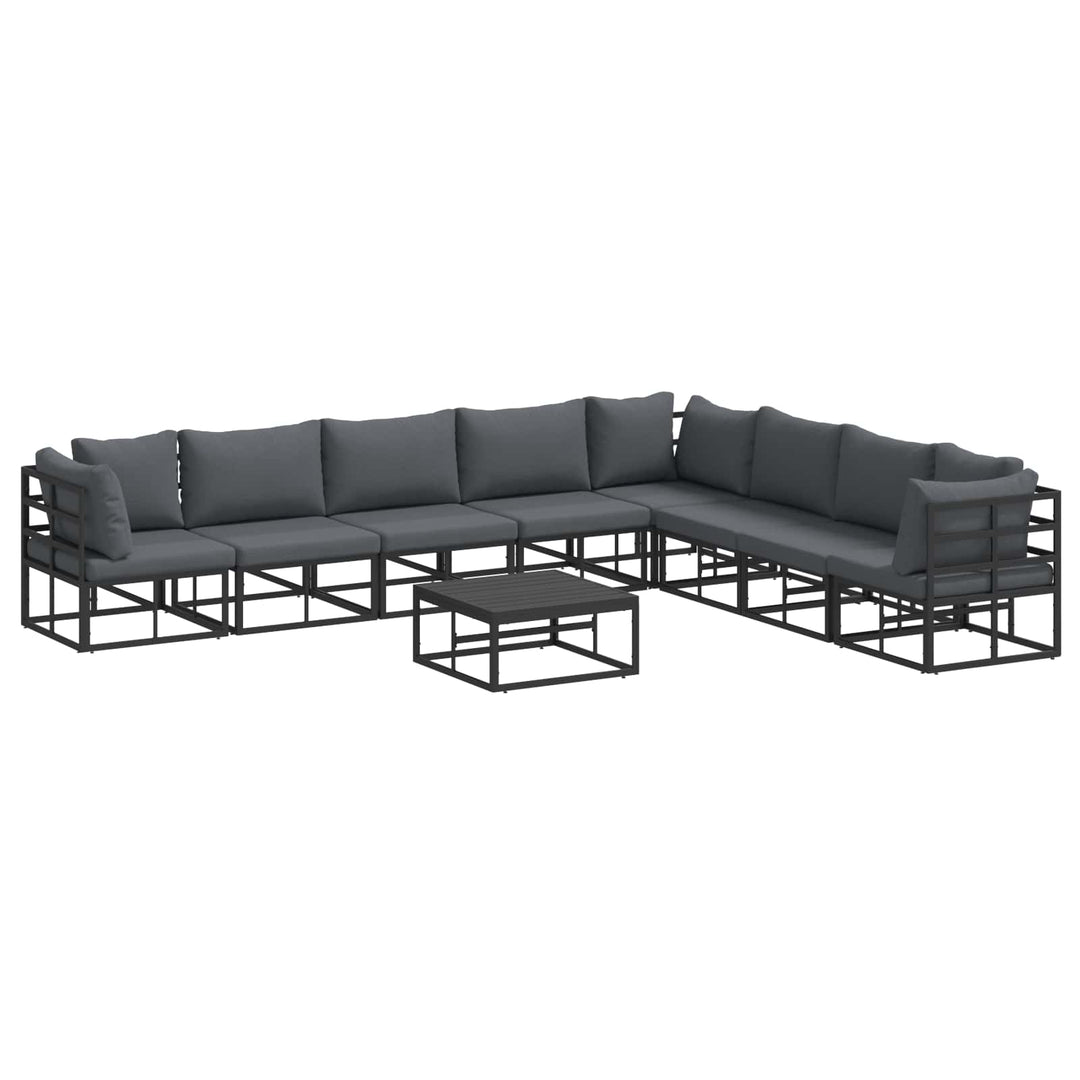 Havesofa Sæt med pude 9 pcs Sort Aluminium
