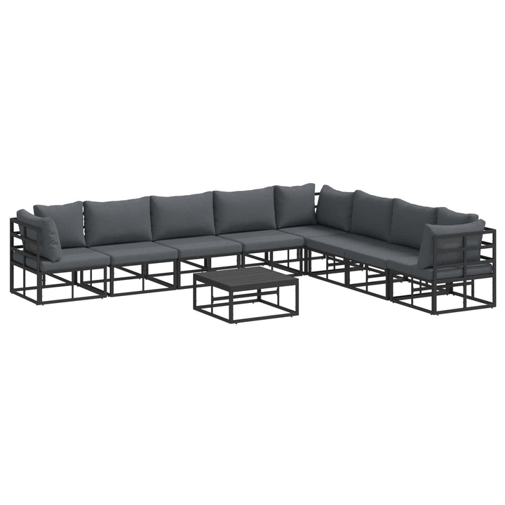 Havesofa Sæt med pude 9 pcs Sort Aluminium
