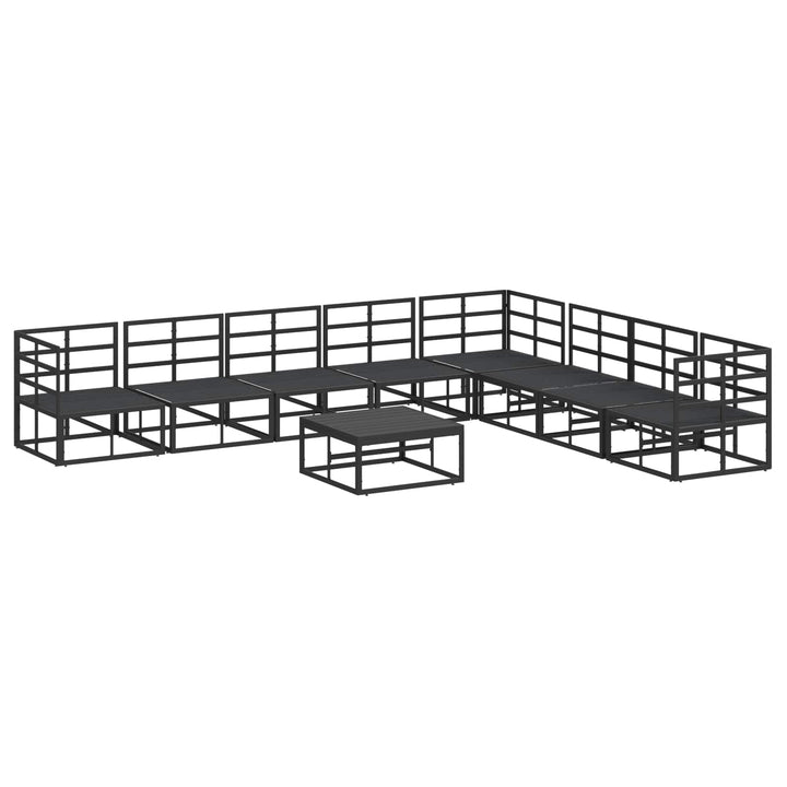 Havesofa Sæt med pude 9 pcs Sort Aluminium