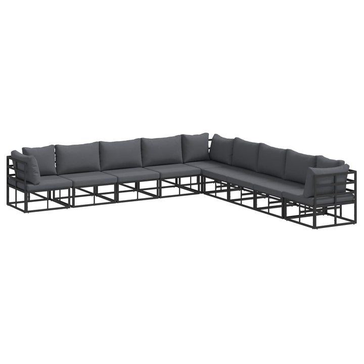 Havesofa Sæt med pude 9 pcs Sort Aluminium