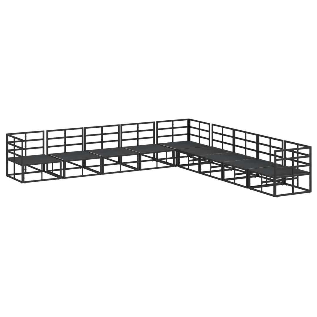 Havesofa Sæt med pude 9 pcs Sort Aluminium