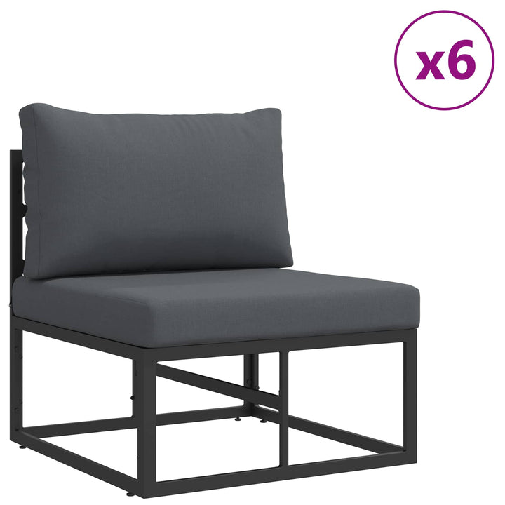 Havesofa Sæt med pude 9 pcs Sort Aluminium