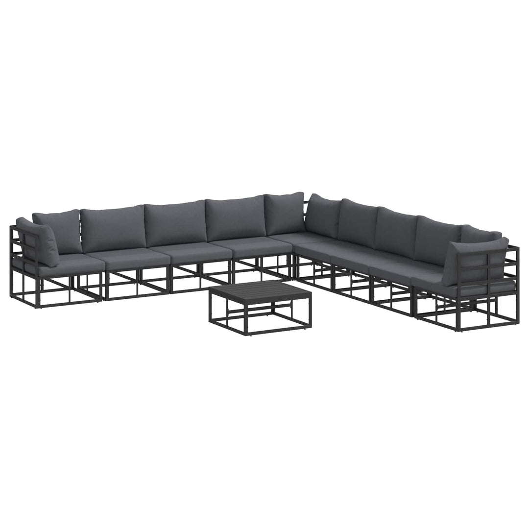 Havesofa Sæt med pude 10 pcs Sort Aluminium