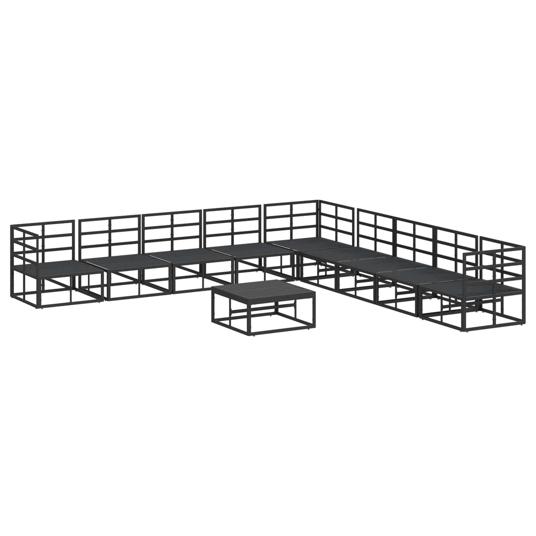 Havesofa Sæt med pude 10 pcs Sort Aluminium