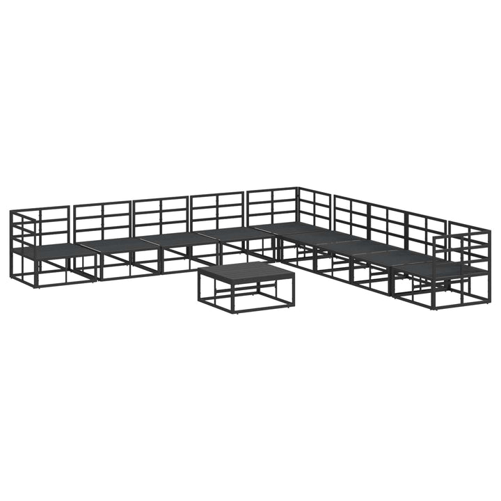 Havesofa Sæt med pude 10 pcs Sort Aluminium