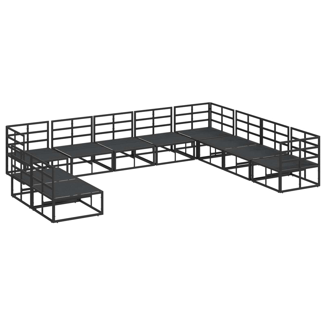 Havesofa Sæt med pude 10 pcs Sort Aluminium