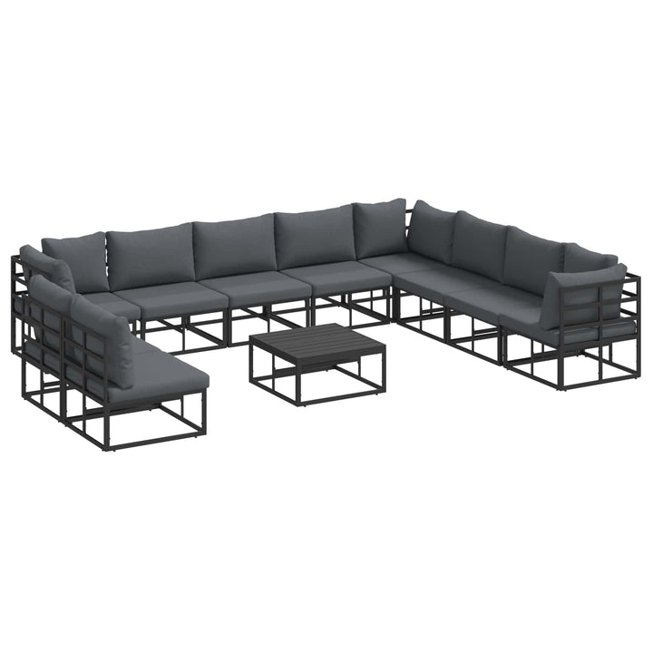 Havesofa Sæt med pude 11 pcs Sort Aluminium