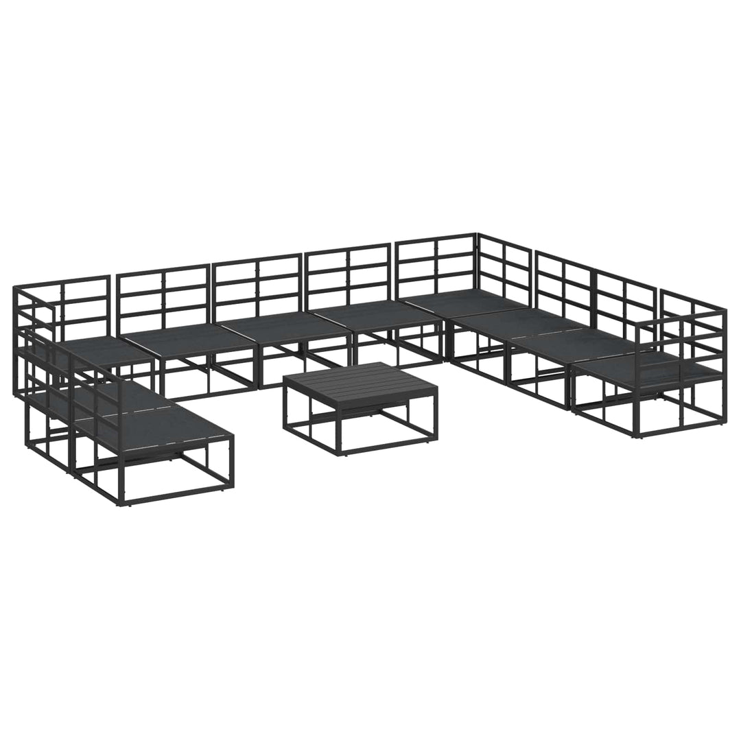 Havesofa Sæt med pude 11 pcs Sort Aluminium