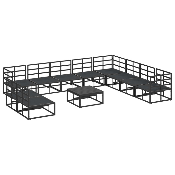 Havesofa Sæt med pude 11 pcs Sort Aluminium