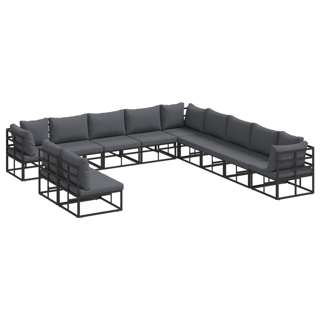 Havesofa Sæt med pude 11 pcs Sort Aluminium