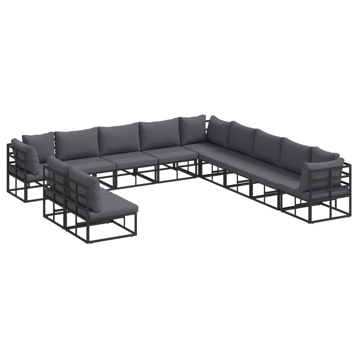 Havesofa Sæt med pude 11 pcs Sort Aluminium