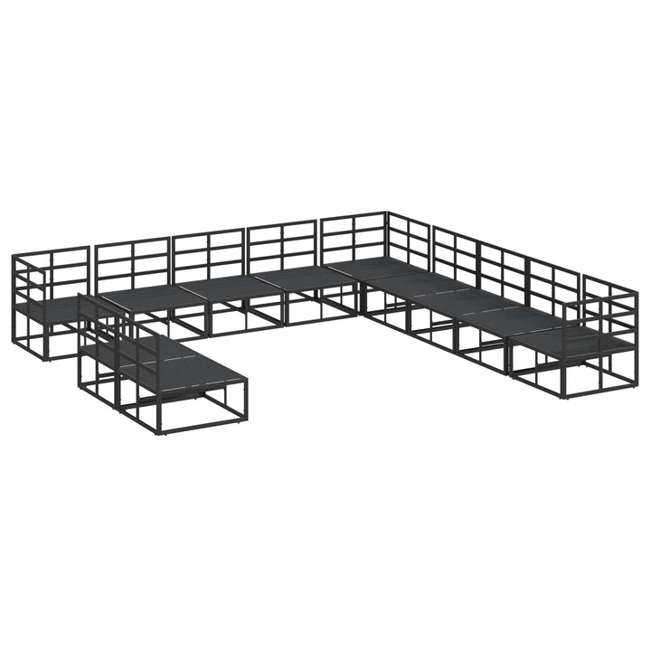 Havesofa Sæt med pude 11 pcs Sort Aluminium