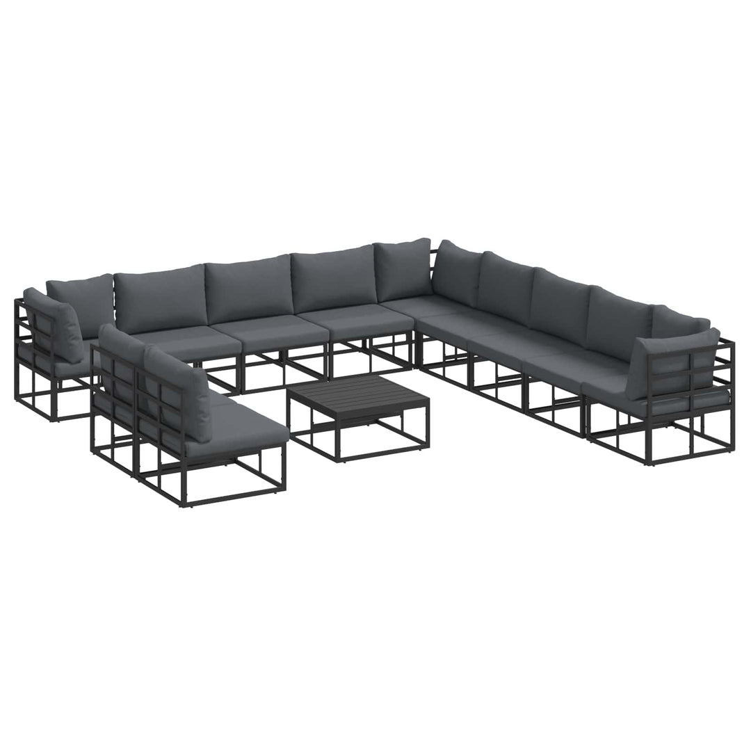 Havesofa Sæt med pude 12 pcs Sort Aluminium