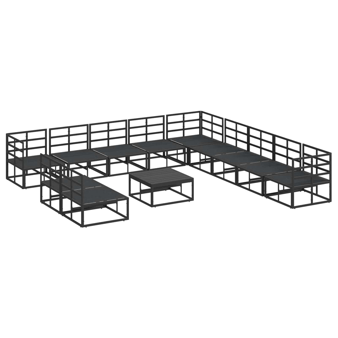 Havesofa Sæt med pude 12 pcs Sort Aluminium