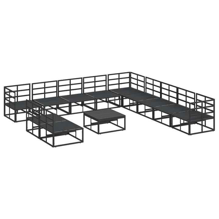 Havesofa Sæt med pude 12 pcs Sort Aluminium