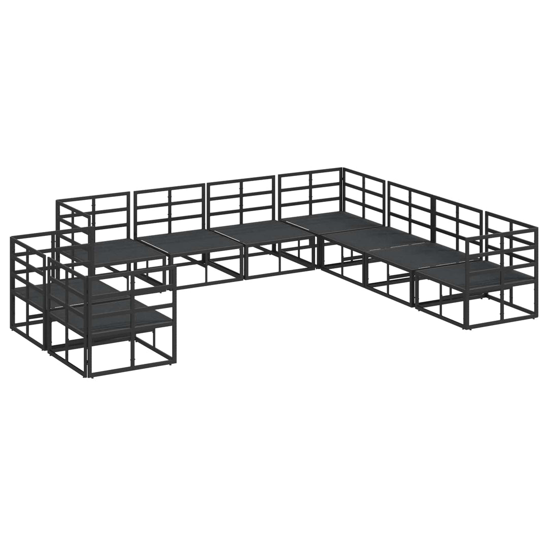 Havesofa Sæt med pude 9 pcs Sort Aluminium