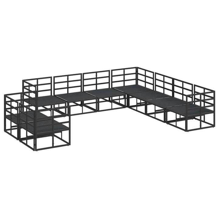 Havesofa Sæt med pude 9 pcs Sort Aluminium