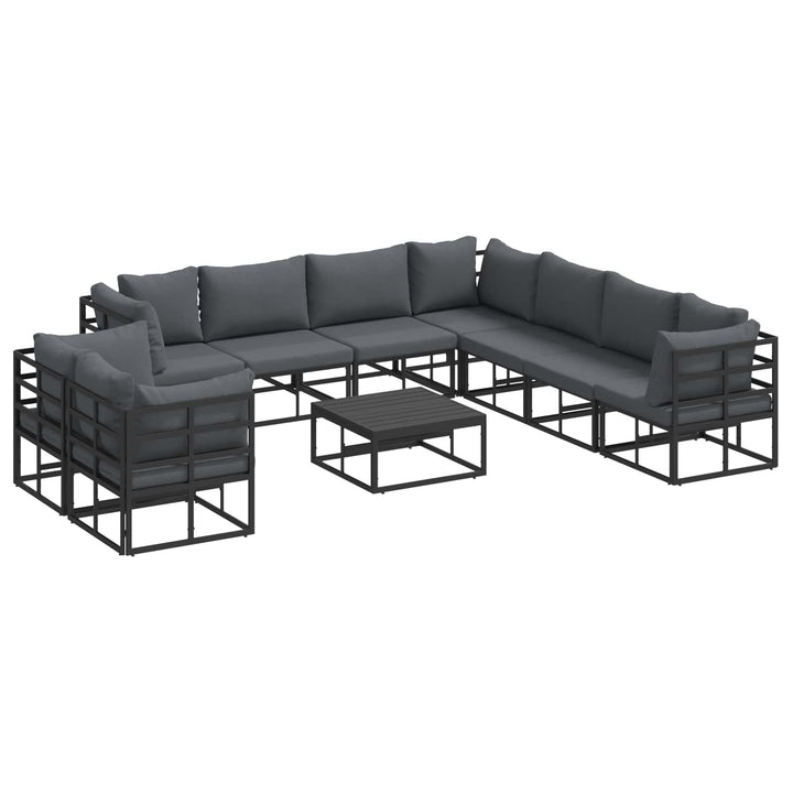 Havesofa Sæt med pude 10 pcs Sort Aluminium