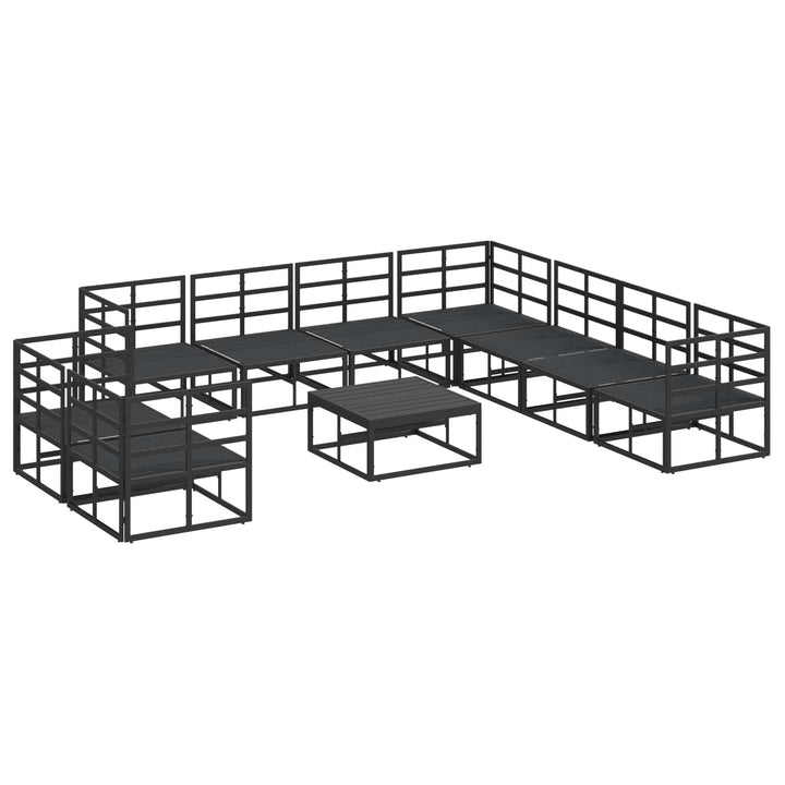 Havesofa Sæt med pude 10 pcs Sort Aluminium
