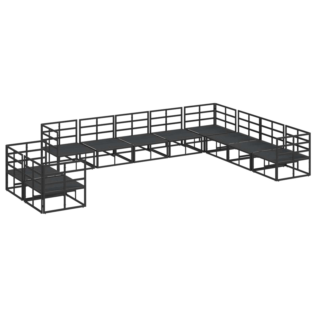 Havesofa Sæt med pude 10 pcs Sort Aluminium