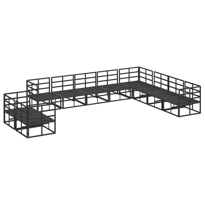 Havesofa Sæt med pude 10 pcs Sort Aluminium
